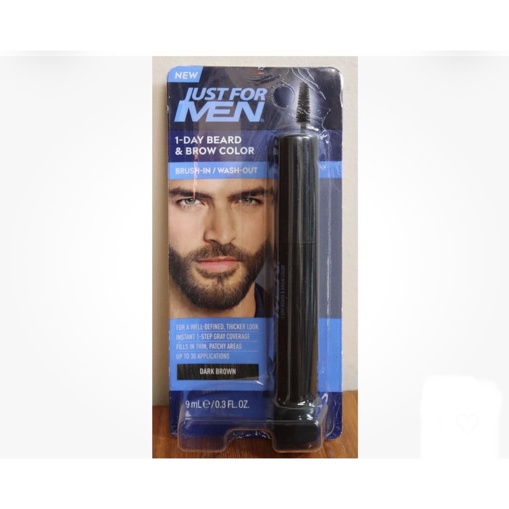 Just For Men DARK BROWN Brush In Wash Out Beard Hair Brow Color Gray Coverage